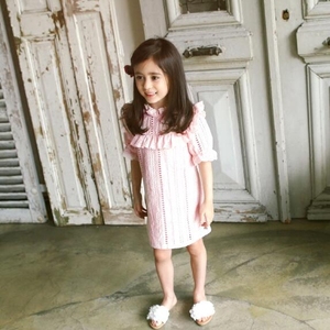 Vêtements décontractés d'été en coton indien en gros, nouvelle robe rose pour fille - Product Image 3