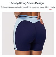 Shorts de yoga athlétiques à compression taille haute pour femme, avec logo personnalisé, couleurs contrastées, quatre aiguilles six fils, effet push-up fessier
