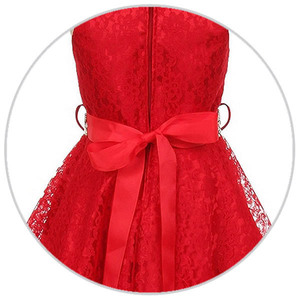 Vestido de encaje sin mangas con cuello en V y cinturón para niñas, vestido de fiesta de cumpleaños para niñas - Product Image 4