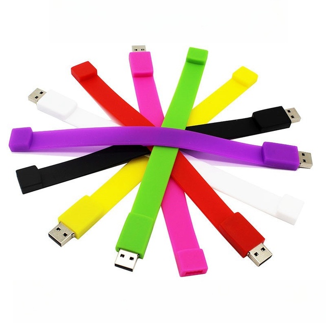 Wholesale Customized Logo Silicone Bracelet Wrist Band USB 2.0 Flash Drive 32G Wristband Corporate Advertising Gift Pen Drive