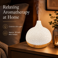 Diffuseur d'arômes en verre craquelé sans BPA de 550 ml, humidificateur d'huiles essentielles, 7 couleurs LED, arrêt automatique, minuterie 1H/3H/6H, spa à domicile