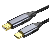 Kabel USB-C ke Mini DP 1.8m 8K60Hz dengan Pelapis PVC dan Perisai Foil, USB 3.1 Tembaga Bebas Oksigen untuk Proyeksi MacBook Pro/Air