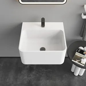 Lavamanos de piedra artificial, lavabo en el baño, tocador modular de superficie sólida elegante