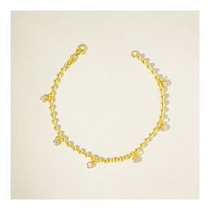 Entrega rápida Pulsera de cuentas de moissanita dorada Pulsera de plata 925 minoritaria femenina - Product Image 4