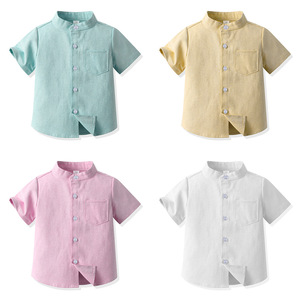 10色男婴绅士服装套装夏季套装学步白衬衫带领结衬衫 - Product Image 2