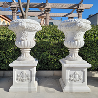 Pot de fleurs en marbre sculpté en pierre naturelle romaine TREVI, taille personnalisée, pour jardin, extérieur, décoratif