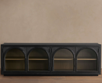 Meubles de salon de style américain de luxe en chêne massif, console multimédia à 4 portes