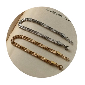 Waterproof Stainless Steel Cuban Link Gold Plated Chain Bracelet for Women <b>Men</b> - Product Image 1