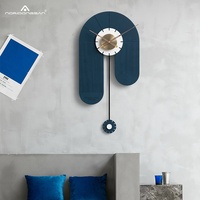 Qipao — horloge en bois de Style géométrique nordique, horloge écologique et en acrylique, horloge à queue pivotante moderne, décoration murale artistique pour la maison
