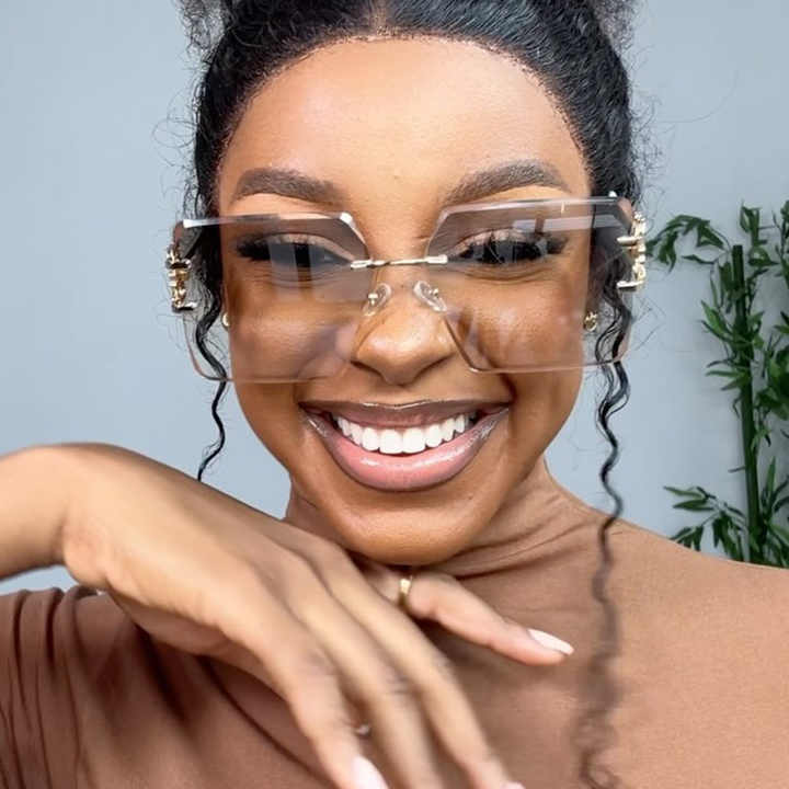 PASTL Rectangle Wood Buffs Glasses Clear Lens Gold Unisex