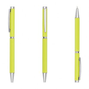 Stylo bille publicitaire jaune citron vif en métal, personnalisable avec logo, pas cher, pour entreprise et école - Product Image 2