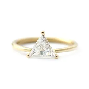 Best Wedding Greek Letters Delta 925 Sterling Silver Gold Plated Jewelry Triangle Shape Cubic Zirconia Rings For Women