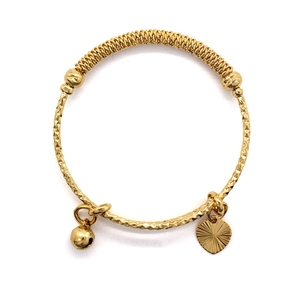 Braccialetto Trendy per Bambini in Rame Placcato Oro, Ipoallergenico, con Charm a Stella Intagliata, <span class=keywords><strong>Gioielli</strong></span> per Neonati con Campanelle a Cuore - Product Image 6