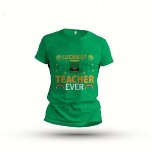 Camiseta al por Mayor con Diseño Gráfico de Trébol de Cuatro Hojas para el Día de San Patricio, Camiseta Verde Informal con Diseño Personalizado - Product Image 5