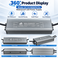 Driver LED étanche IP67 12V 300W 25A, boîtier en aluminium, transformateur LED CE ROHS 198-242V pour éclairage extérieur à LED