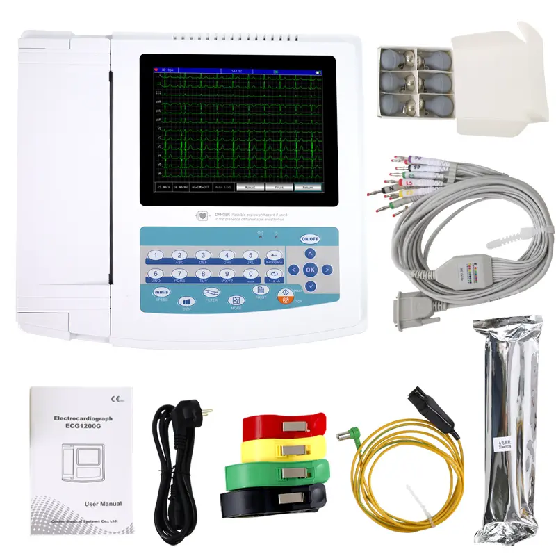 Neueste CONTEC ECG1200G EKG-Gerät mit Interpretation EKG Nachttisch-Patientenmonitor