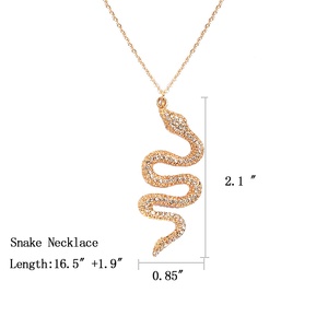 Fashion <span class=keywords><strong>Gold</strong></span> Plated Zircon Snake <span class=keywords><strong>Necklace</strong></span> Snake Pendant <span class=keywords><strong>Necklace</strong></span> für Woman - Product Image 2