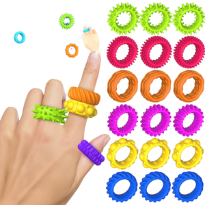 New Arrival 12 <b>Pack</b> Eco-Friendly Silicone Fashionable Finger Spinner Rings Fun <b>Fidget</b> Stress Toys Kids Students Autism Novelty - Product Image 1