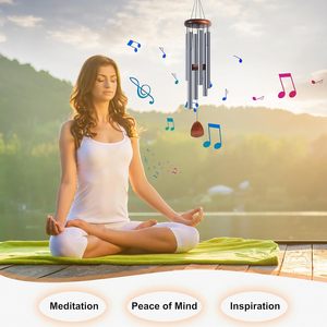 37-inch blue-gray aluminum garden wind chimes, classical music festival gifts, outdoor and indoor decorations - Product Image 2