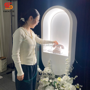SMOOTH Wedding Phone <b>Booth</b> with White LED Light Beige Audio Guestbook Stand White Telephone <b>Booth</b> for Wedding Decoration - Product Image 2