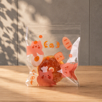 Sacs à fermeture éclair transparents imprimés de dessins animés, logo personnalisé, pochette refermable en matériau composite pour l'emballage de pain, beignets, biscuits et friandises