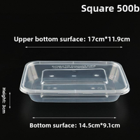 Boîtes à lunch rectangulaires jetables en PVC transparent PP 500ml-1000ml, boîte en plastique résistante au micro-ondes pour la livraison de repas