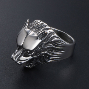 Wolf Head <b>Titanium</b> Steel <b>Ring</b> Unisex Retro Animal Design SA385 - Product Image 4