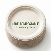 Assiettes en amidon biodégradables et compostables personnalisées OEM, écologiques, 6, 7, 8, 9 pouces, vaisselle en gros pour traiteur et événements