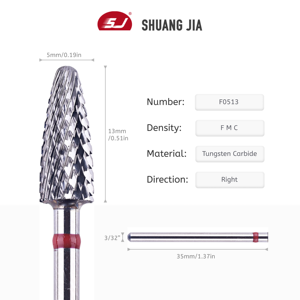 Đầu mài móng bằng cacbua vonfram SHUANGJIA 3/32 inch, dùng cho máy mài móng điện, loại bỏ gờ xoay, dùng được cho kim loại, nhựa, dành cho mắt mèo (hoặc: dùng cho móng mắt mèo) - Product Image 2