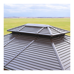 Gazebo de luxe en aluminium à toit rigide, double toit, pavillon extérieur avec rideaux, auvent personnalisé - Product Image 5
