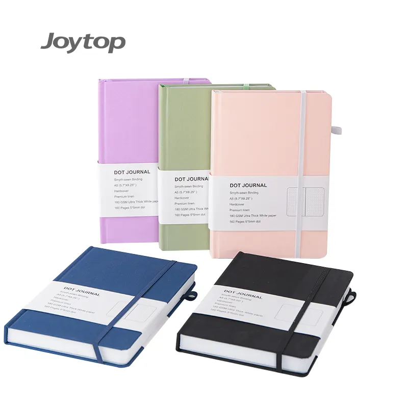 Joytop 2303-6 Vente en gros Bureau d'affaires A5 Simple Lin Tissu Art Relié Bullet Schedule Journal Notebook Journal