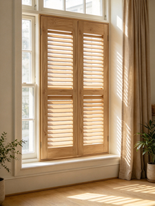 Natural <b>Oak</b> Wooden Plantation Shutters Rectangle Window Blinds For Home Office American Custom Interior Shades Modern - Product Image 3