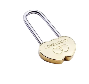 Candado de corazón doble con cerradura de amor de latón macizo - Product Image 6