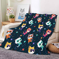 Nouvelle couverture en flanelle polaire à imprimé de personnages de chats de dessins animés, douce, chaude et confortable, pour canapé, lit, bureau, voyage