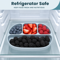 Ensemble d'alimentation pour bébé en silicone, assiette compartimentée avec couvercle, assiette portable pour le sevrage des tout-petits, design ours, vaisselle de qualité alimentaire pour enfants