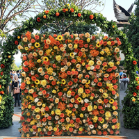Toile de fond fleur mur 8ftx8ft 5D artificielle jaune Rose tournesol panneau mural floral pour la décoration de mariage