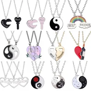 Fashion Best Friend Necklace For 2 Pcs/Set Love Couple Pendant Tai Chi Rainbow Broken Heart BFF Good Friendship Jewelry Gift