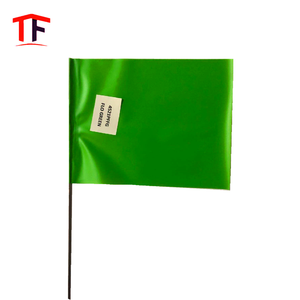 Logo d'impression personnalisé direct d'usine matériel de PVC de 2x3 pouces avec le drapeau d'arpentage de poteau en acier - Product Image 4