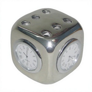 Reloj de dados sólido decorativo, reloj despertador de cabecera portátil, regalos de negocios y promocionales, reloj elegante en acabado de níquel - Product Image 1