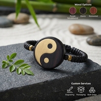 Pendentif en bois style chinois, design original, fait main, vintage, Tai Chi Yin Yang, poisson, pour homme, femme, étudiant, cadeau tressé, tendance, pour couple