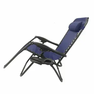 Outdoor Patio Recliner Chair Swimming Pool Beach Relaxing Folding 0 Gravity Chair With Cup Holder