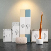Kit d'articles de toilette jetables haut de gamme personnalisés pour hôtels, ensemble d'accessoires de salle de bain jetables sur mesure pour hôtels