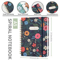 Cuaderno Espiral de Alta Calidad con 160 Páginas A5, Banda Elástica, Tapa Dura, Páginas Rayadas, para Uso Escolar y de Oficina