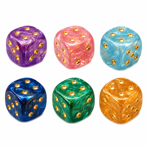 Ensemble de dés en acrylique marbré nacré personnalisé de 16 mm avec points dorés, plusieurs couleurs, pour jeux de société et cadeaux - Product Image 3