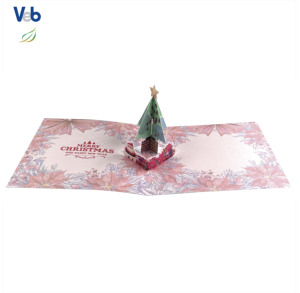 Merry Christmas Wreath 3D Pop-up Tree <b>Gift</b> and Santa Handmade Holiday Greeting Eco - Product Image 2