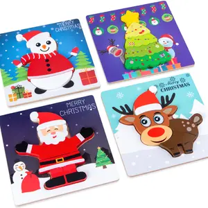 Christmas gift 2020 new ideas 3D wooden jigsaw puzzle best gift for kids early toys Customized creative educational toys