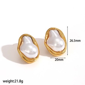 Ensemble bague et boucles d'oreilles plaqué or avec perles d'imitation irrégulières pour femme, bijoux de fête, sertissage clos, TE4399 Dongguan Fashion - Product Image 4