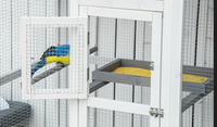 Chilochilo 64 "Cage à oiseaux en bois volière extérieure Cage à oiseaux en bois Vertical jouer maison Pet perroquet Cages avec support