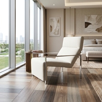 Fauteuil de salon moderne pour hôtel ou villa, avec structure en acier inoxydable et revêtement en velours, fauteuil d'appoint en cuir véritable pour la détente