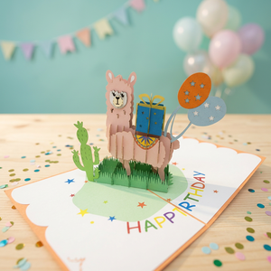 Tarjeta Pop-up 3D con Impresión Offset, Diseño de Llama, Hecha a Mano en Vietnam, Regalos y Decoraciones de Moda con Diseño Animal Personalizado - Product Image 3